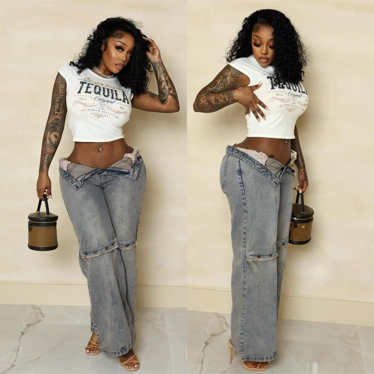 Vintage Baggy Wide-Leg Jeans – Washed Streetwear Denim