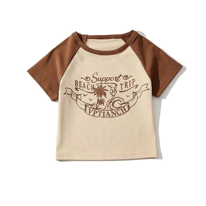 Women’s Retro Graphic Crop Tee – Short Sleeve