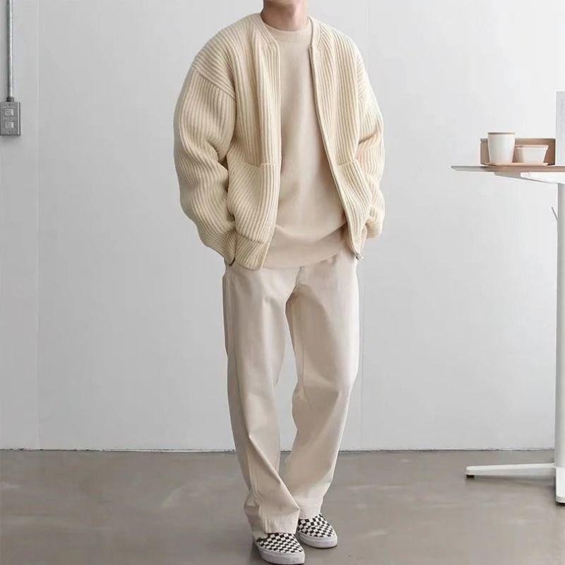 Minimalist Zip-Up Knitted Cardigan – Casual Streetwear Layer