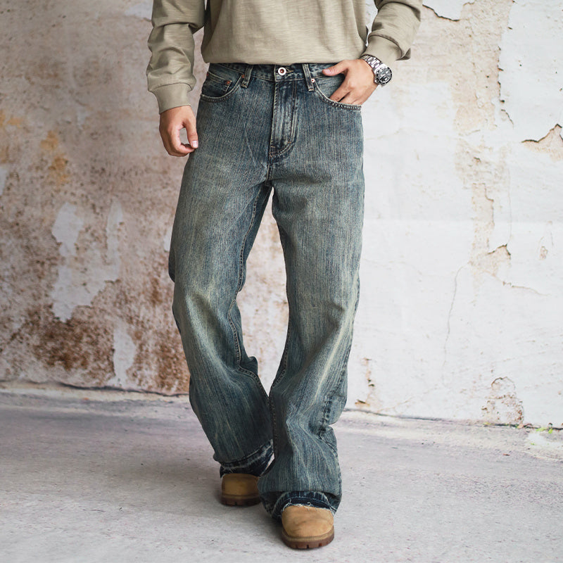 Loose Straight-Leg Flared Jeans – Vintage Streetwear Fit