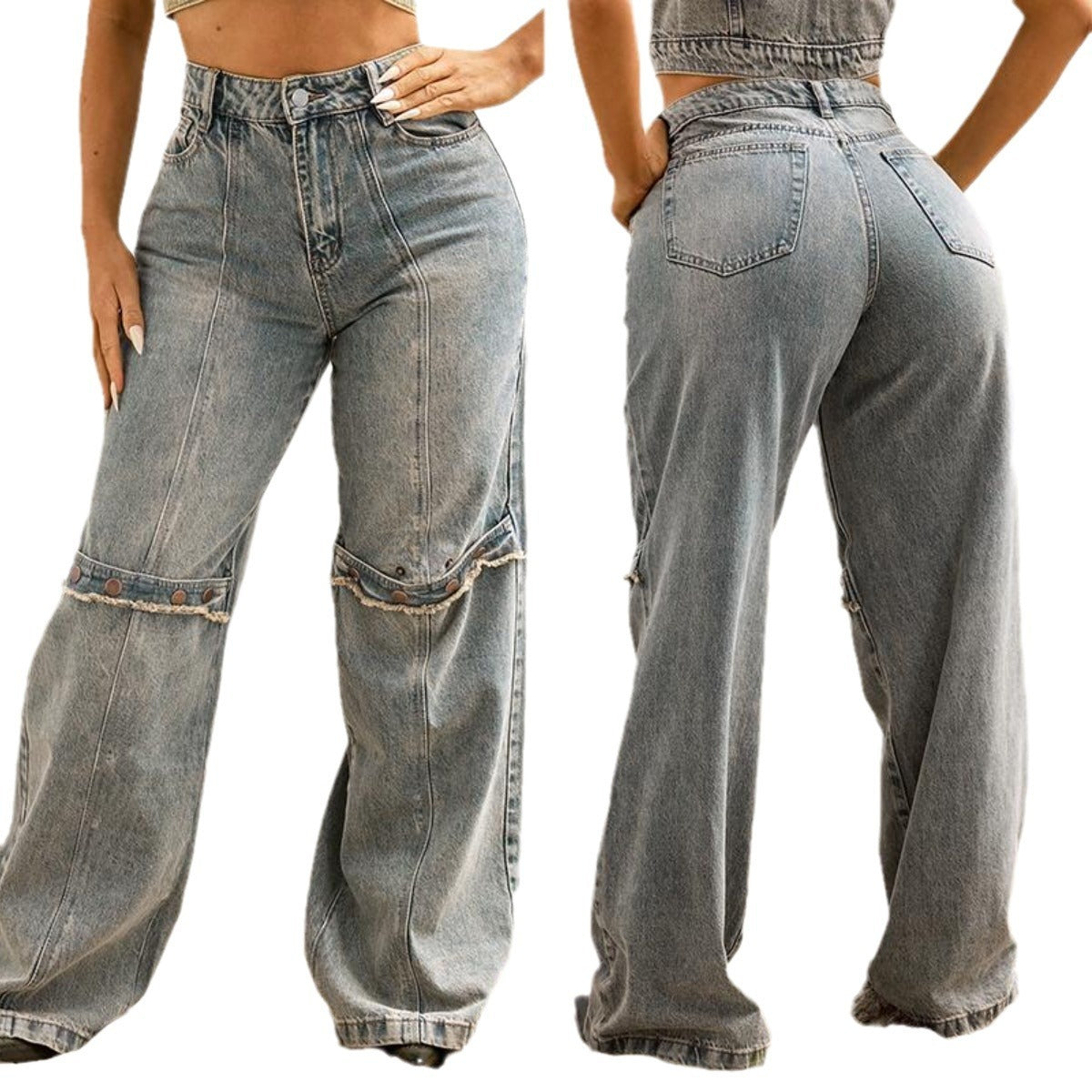 Vintage Baggy Wide-Leg Jeans – Washed Streetwear Denim