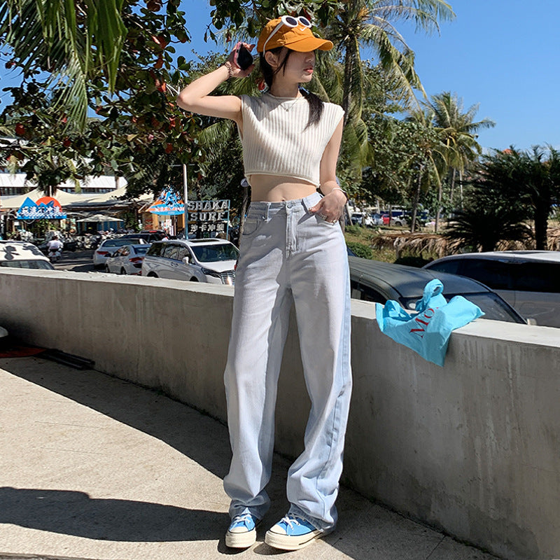 Women’s High-Waisted Wide Leg Light Wash Jeans