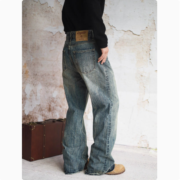 Loose Straight-Leg Flared Jeans – Vintage Streetwear Fit