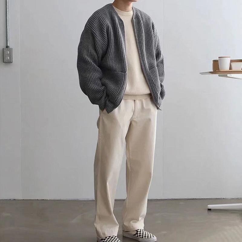 Minimalist Zip-Up Knitted Cardigan – Casual Streetwear Layer