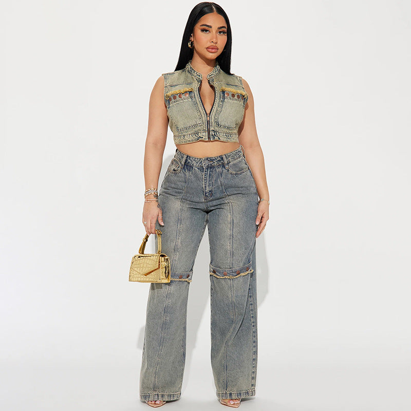 Vintage Baggy Wide-Leg Jeans – Washed Streetwear Denim
