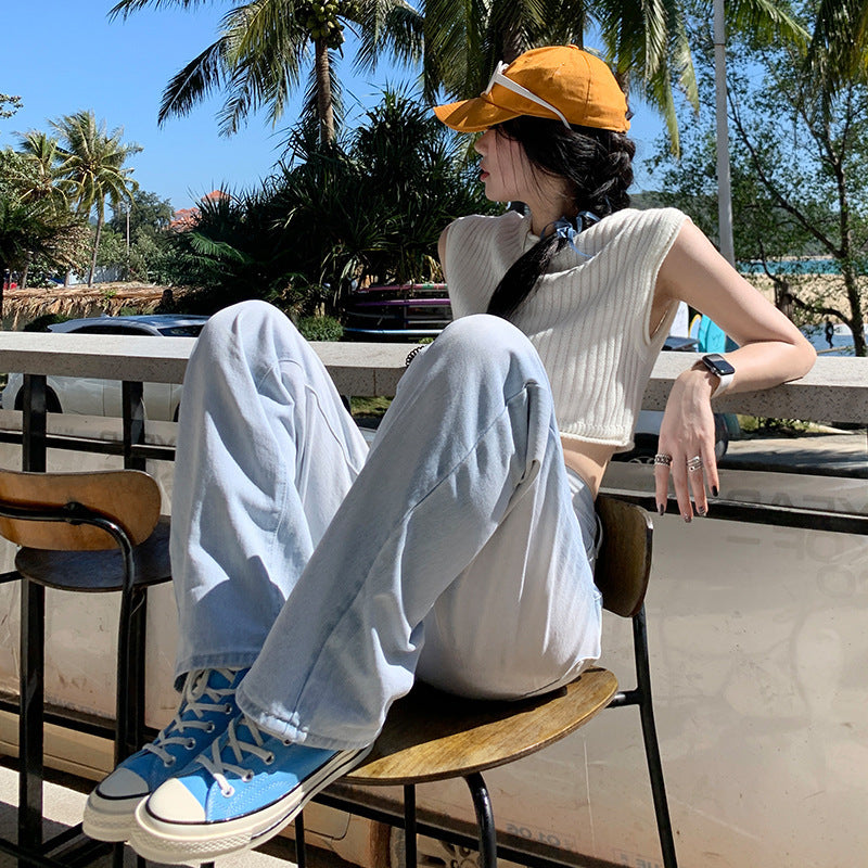 Women’s High-Waisted Wide Leg Light Wash Jeans