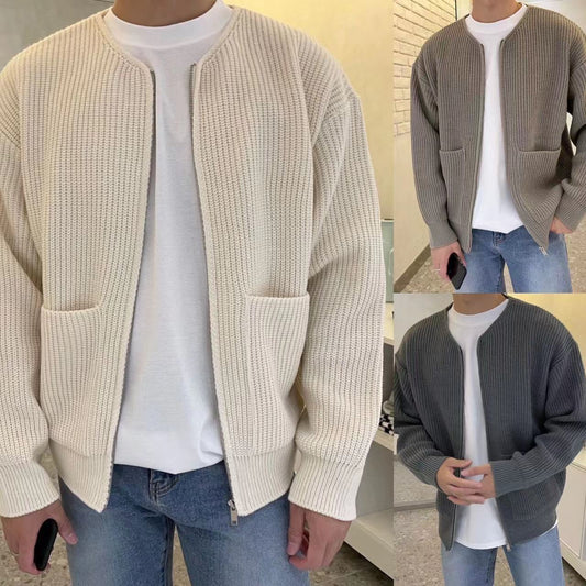 Minimalist Zip-Up Knitted Cardigan – Casual Streetwear Layer