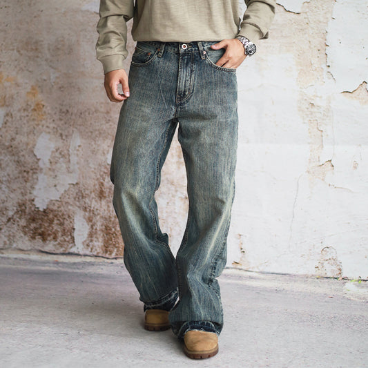 Loose Straight-Leg Flared Jeans – Vintage Streetwear Fit