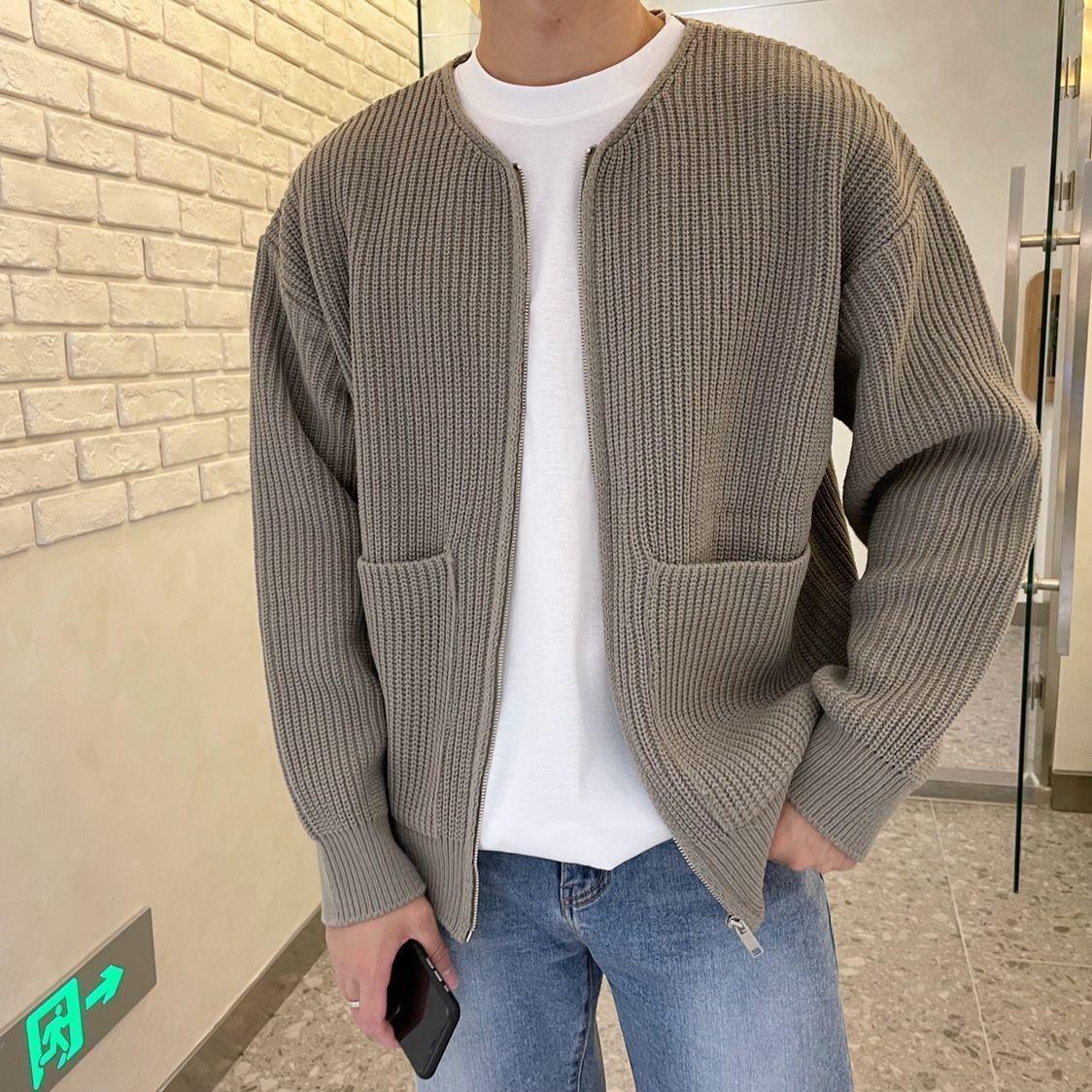 Minimalist Zip-Up Knitted Cardigan – Casual Streetwear Layer